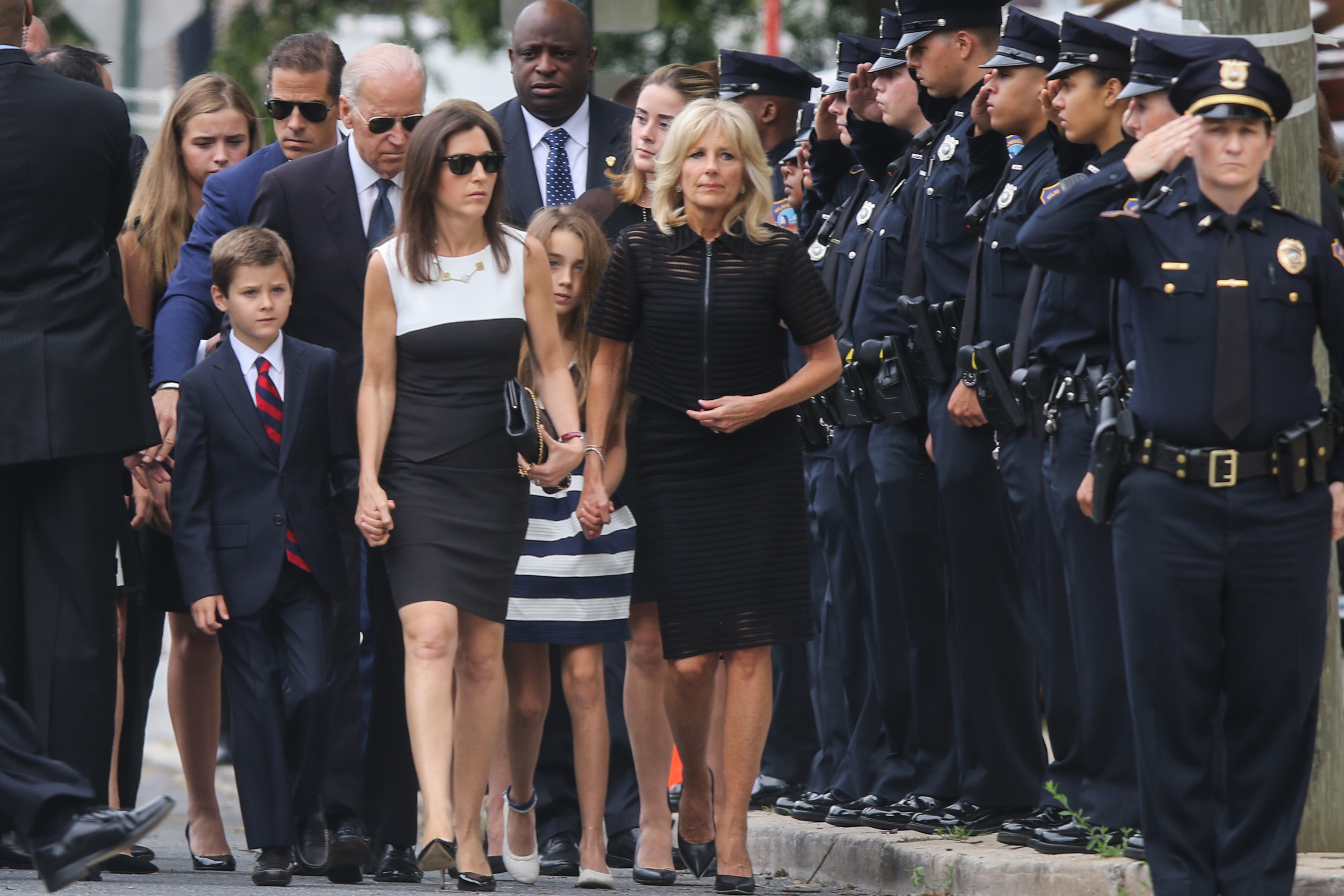 The Biden family arrive for the funeral service for Joseph R. "Beau" Biden III at St. Anthony of Padua Roman Catholic Church in Wilmington Saturday.